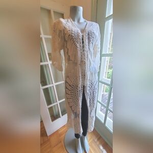 Rebellion Again Long Flower Boho Sheer Shawl Cover Up